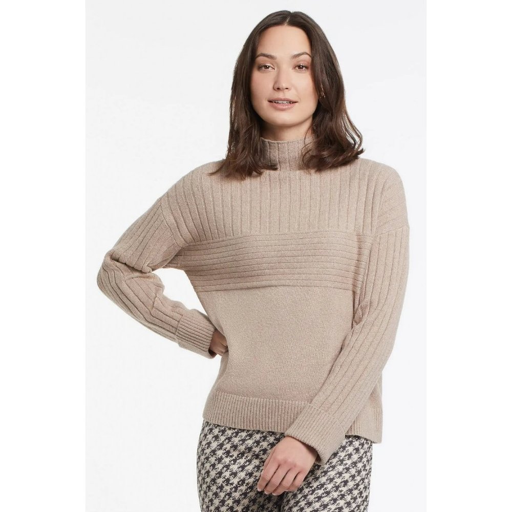 Tribal Taupe Grey Funnel Neck Sweater